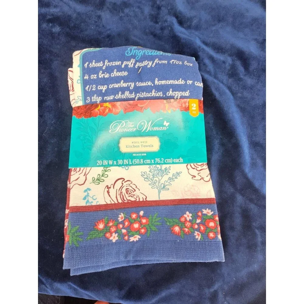 Pioneer Woman Wishful Winter Kitchen‎ Towels 1 Set Cookie Recipe New